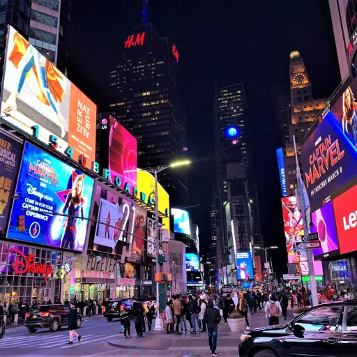 Écrans publicitaires géants de Times Square à New York, la nuit